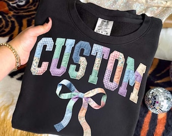 Personalized Floral Coquette Patchwork Png, Faux Quilted Design Png,  Faux Embroidered Mom Shirt Design, Quilt Patchwork Png, Cottagecore