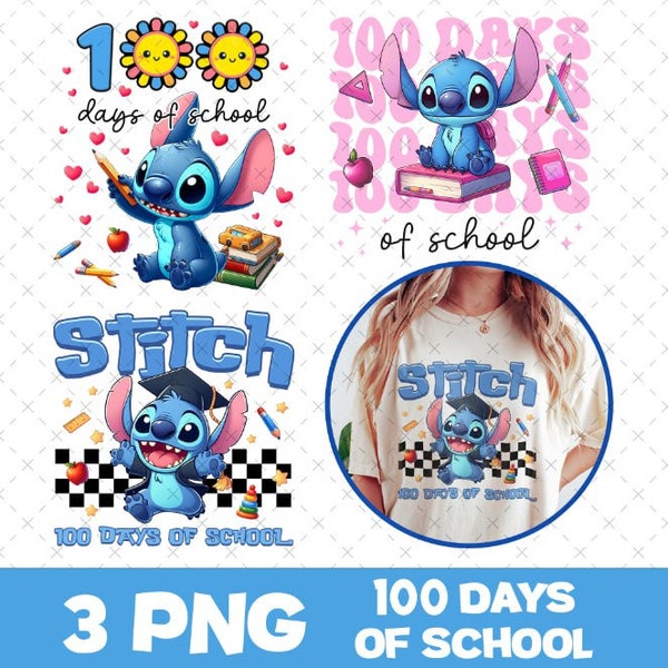 100 Days Of School Stitch Bundle Png, Back To School Png, 100th Day of School Png, 100 Days Pop Png, 100 Days Magical Png, Teacher Png