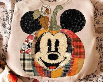Preppy Floral Mickeyy And Friends png, Fall Pumpkin png, Autumn png, Fall Girly png, Fall Sublimation, Tis the season, Pumpkin png