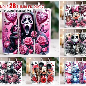 Bundle Cartoon Tumbler Wrap,  Cartoon Movie Tumbler Bundle, Valentine 20oz Skinny Tumbler Wrap Design, Valentine’s Day Tumbler Wrap