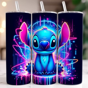 Stitch Neonlicht 20 Unzen Skinny Tumbler Wrap, Stitch 20 Unzen Tumbler Wrap, Cartoon Film Tumbler Wrap, Tumbler Sublimation, Png Herunterladen