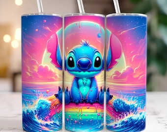 Envoltura de vaso de puntada de verano, vaso flaco de 20 oz, vaso de fiesta de playa de puntada, envoltura de vaso completo, vaso de vibraciones de verano, archivo digital png