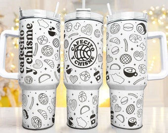 Cafecito Y Chisme Png 40oz Tumbler, Conchas Png, Mexican Valentine, Mexican Coffee Png, tumbler engraving Png, engraved tumbler digital file
