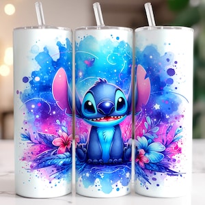 Stitch Tumbler Wrap, 20 Unzen Becher, Cartoon Film Becher, Stitch Aquarell Design Png, Becher Sublimation, digitale Datei