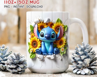 Taza floral de puntada 3D, envoltura de taza de primavera de puntada, envoltura de primavera 3D, taza de 11 oz 15 oz, sublimación de taza, taza 3D, taza png descarga instantánea
