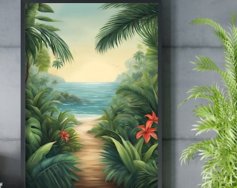Tropical Wall Art | Tropical Prints | Tropical Poster | Jungle Landscape | Greenery Wall Art