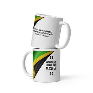 Wa Tan zu lang jamaikanischer Spruch Becher, jamaikanische Teetasse, Jamaika-Kaffeetasse, jamaikanische Keramiktasse, lustige jamaikanische Geschenkidee, Jamaika-Flaggen-Becher
