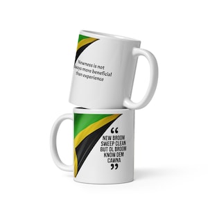 Bezem weet Cawna Jamaicaanse spreekwoord mok, Jamaicaanse theekop, grappig Jamaicaans cadeau idee, koffie liefhebber mok, Jamaicaanse keramische mok 11oz, cadeau voor haar