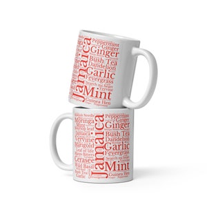 Jamaican Bush Teas Becher, jamaikanischer Kaffeebecher, jamaikanischer Teetasse, jamaikanischer Keramikbecher, lustiger jamaikanischer Becher, spülmaschinen- und mikrowellengeeignet
