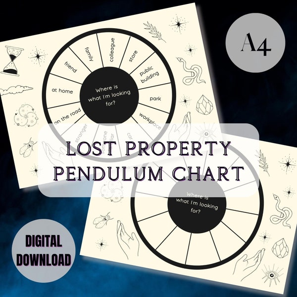 Pendulum Chart Printable Pages Mystical Dowsing Chart Lost Property Witchcraft Grimoire Pages Pendulum Chart Bundle Digital Download