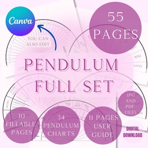 Pendulum Chart Bundle Printable Pages Dowsing Chart, How to Use Pendulum Chart, Witchcraft Grimoire Pages Full Set Digital Download