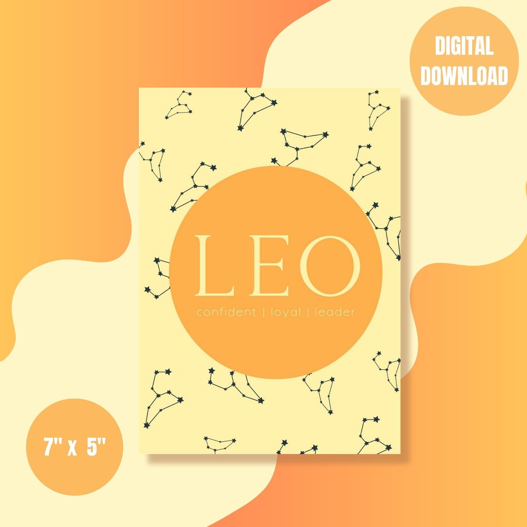 Leo Zodiac Sign Birthday Card Astrology Happy Birthday Leo Etsy
