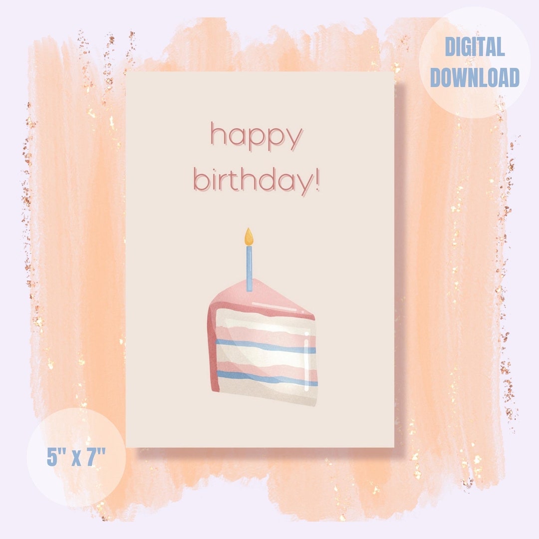 Pink Birthday Card Digital Download Printable Happy Birthday - Etsy