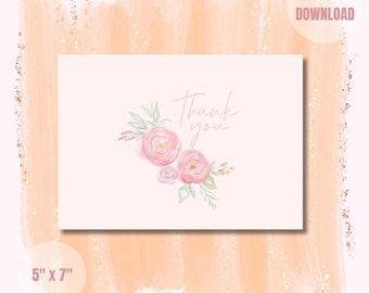 Bloemen Bedankkaart Digitale Download Afdrukbare Bedankkaart Instant Download Schattige Baby Douche Bedankkaart Kinderen Bedankkaart Afdrukken