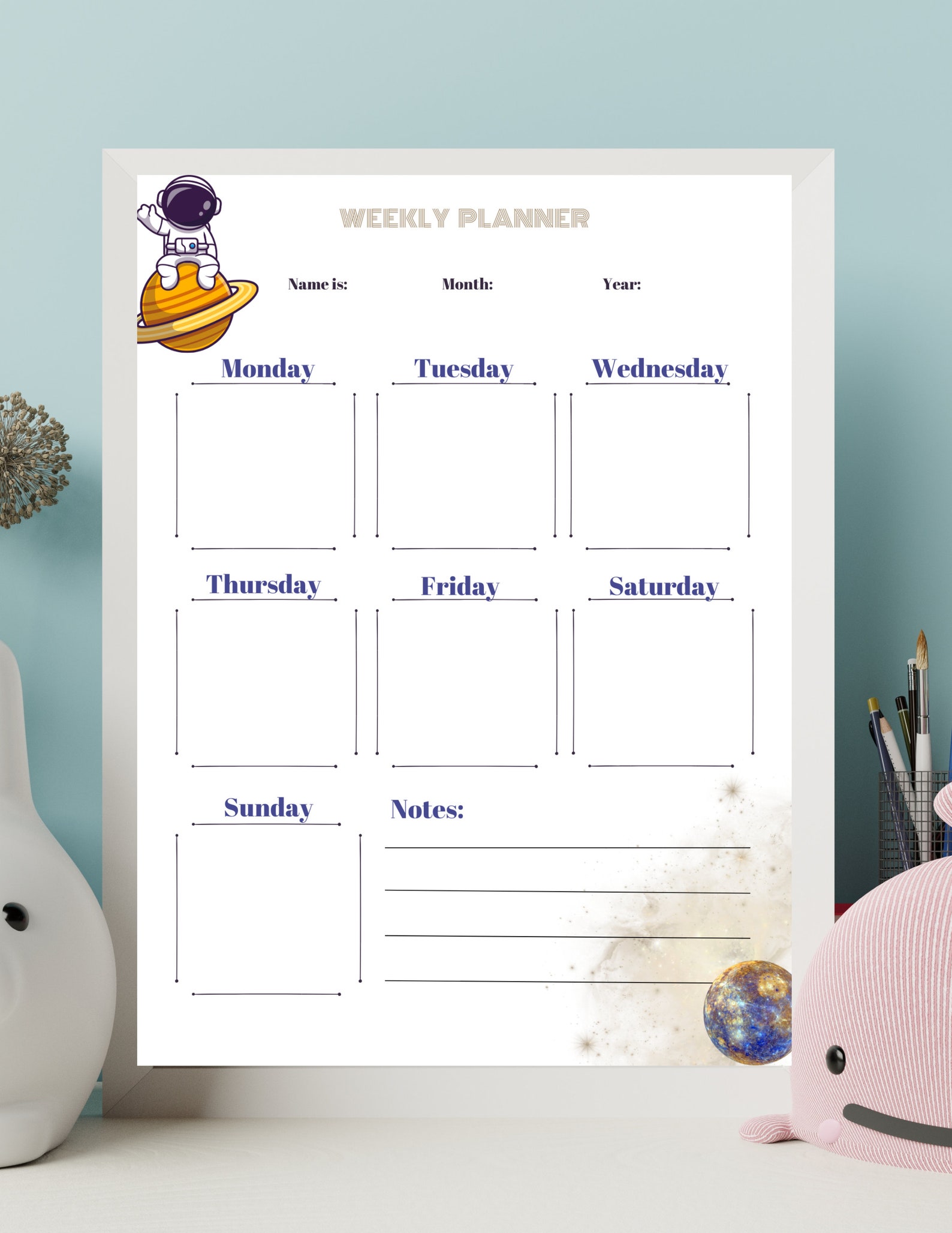 Editable planner homeschool for kids kids weekly planner kids monthly