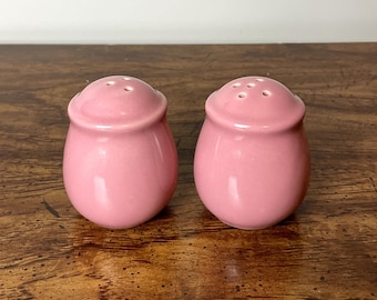Vintage Pink Ceramic S&P Shakers | Salt n&#39; Pepper Shakers | Cottage Core | Retro Kitchenware | Gift Idea | *NO CORK BOTTOMS | Sold As Is*