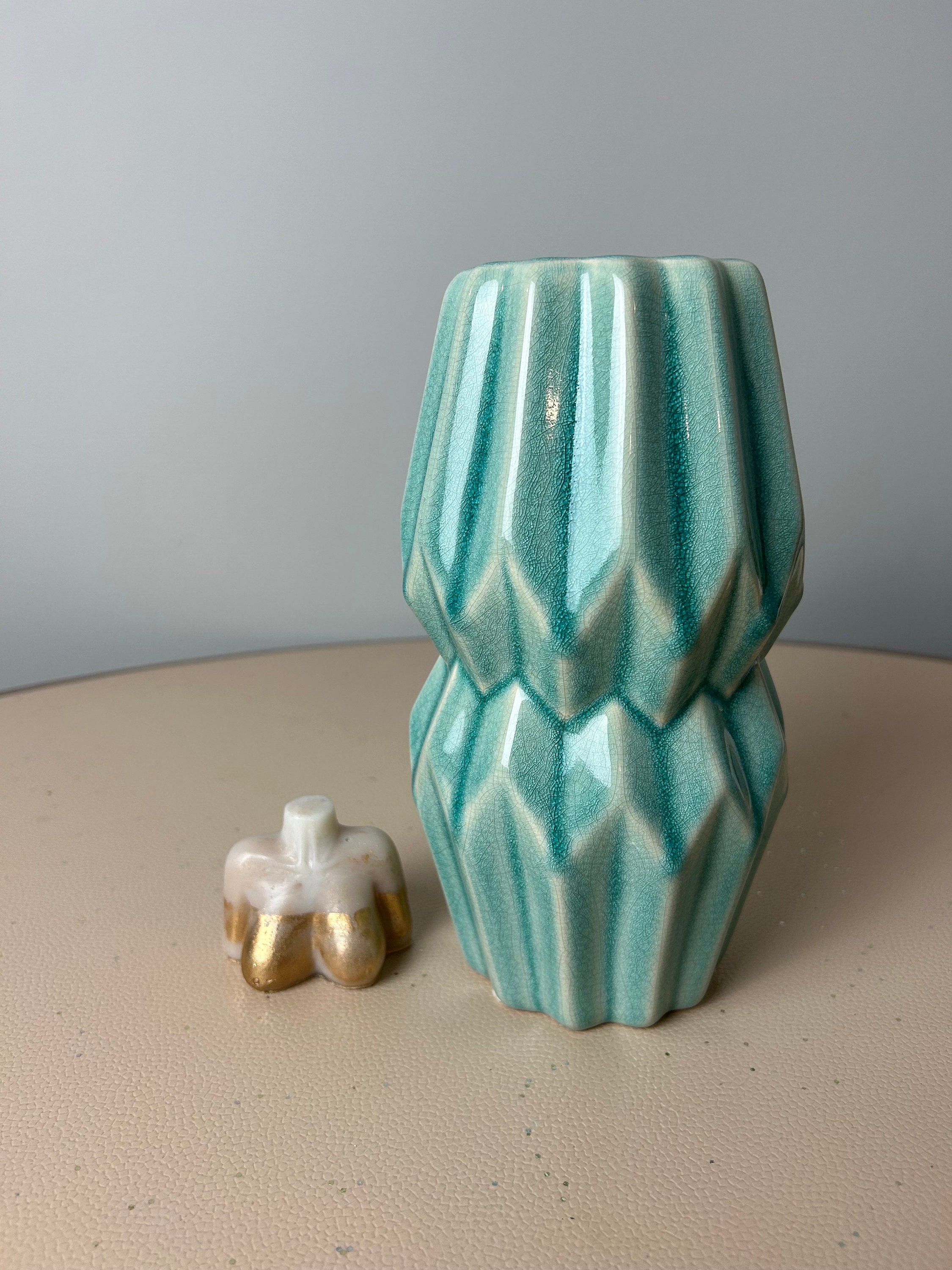 Bloomingville Sky Blue Ceramic Fluted Vase