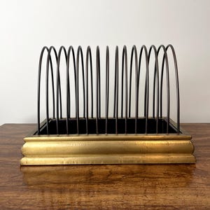 Large Retro Metal Record or Folder Rack File Organizer Letter Holder ...