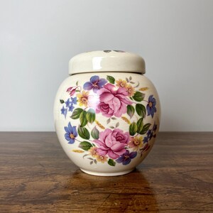 Vintage Sadler Floral Ginger Jar with Lid | Sadler England Pottery Jar | Ceramic Kitchen Container | Decorative Rose Design Jar | Gift Idea