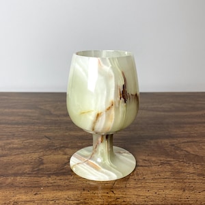 Vintage Onyx Stone Wine Glass Goblet | Mid Century Modern Stone Chalice | Cocktail Stemware | Rare Gift Idea | Housewarming Gift | Imperfect