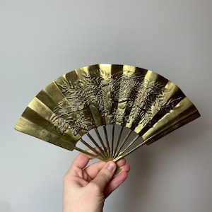 Vintage 1970’s Solid Brass Dragon Fan Decor | Asian Dragon Phoenix Floral Design | Art Deco | Vintage Brass | Housewarming Gift Idea