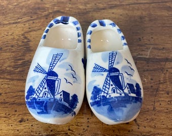 Holland Wooden Shoes – Deluxe Blue Windmill Clogs | 2.5 Inch | Cute European Decor & Gift Favors