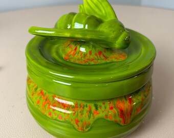 Elegant Ceramic Glazed Honey Pot | 3.5" Tall, 5" Wide | Durable Kitchen Essential