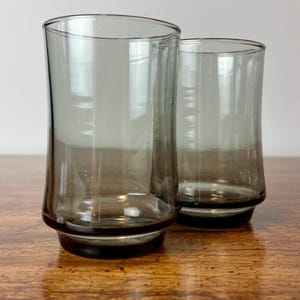 Pair of Vintage Libbey Impromptu Smoke Grey Beverage Glasses | Mid-Century Modern Glass Tumblers | Retro Drinkware for Parties | Gift Idea