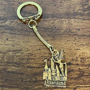 Rare Vintage Disneyland Tinker Bell & Castle Brass Tone Metal Keychain | Disney Collector’s Gift | Vintage Disney Keychain | Gift Idea