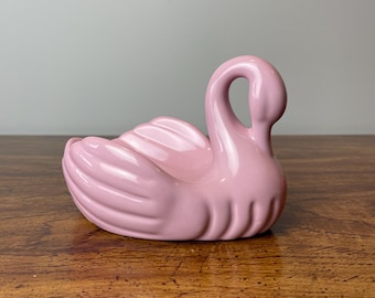 Vintage Pink Ceramic Swan Soap Dish | Retro 1980s Kitsch Trinket Holder | Vintage Bathroom | Small Imperfection* | Housewarming Gift Idea