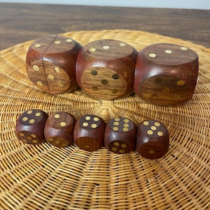 Vintage Wooden Dice Holder Box | Set of 5 Dice | Office Decor | Gift Idea | Made in India | Game Room Decor | Wood Games | Retro Gift Idea