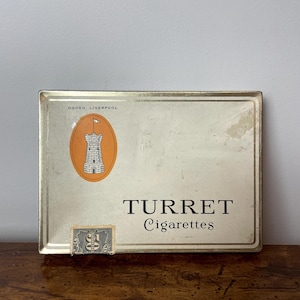 Vintage TURRET Cigarette Tin Box | Empty Liverpool Imperial Tin |  Collectible Storage | Retro Trinket Box | Tobacco Tin