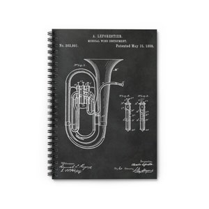 Euphonium Teacher Gift, Vintage Euphonium Patent Diagram, Spiral Notebook - Ruled Line