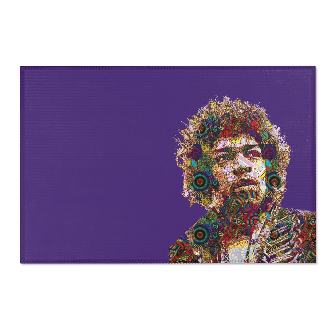 Jimi Hendrix Area Rug, Music Room Decor, Electric Guitar Teacher Gift ...