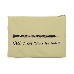 Oboe Lehrer Geschenk, dies ist keine Pfeife, Vintage französische Surrealismus Kunst, Schilf Tupfer Cane und Accessoire Pouch