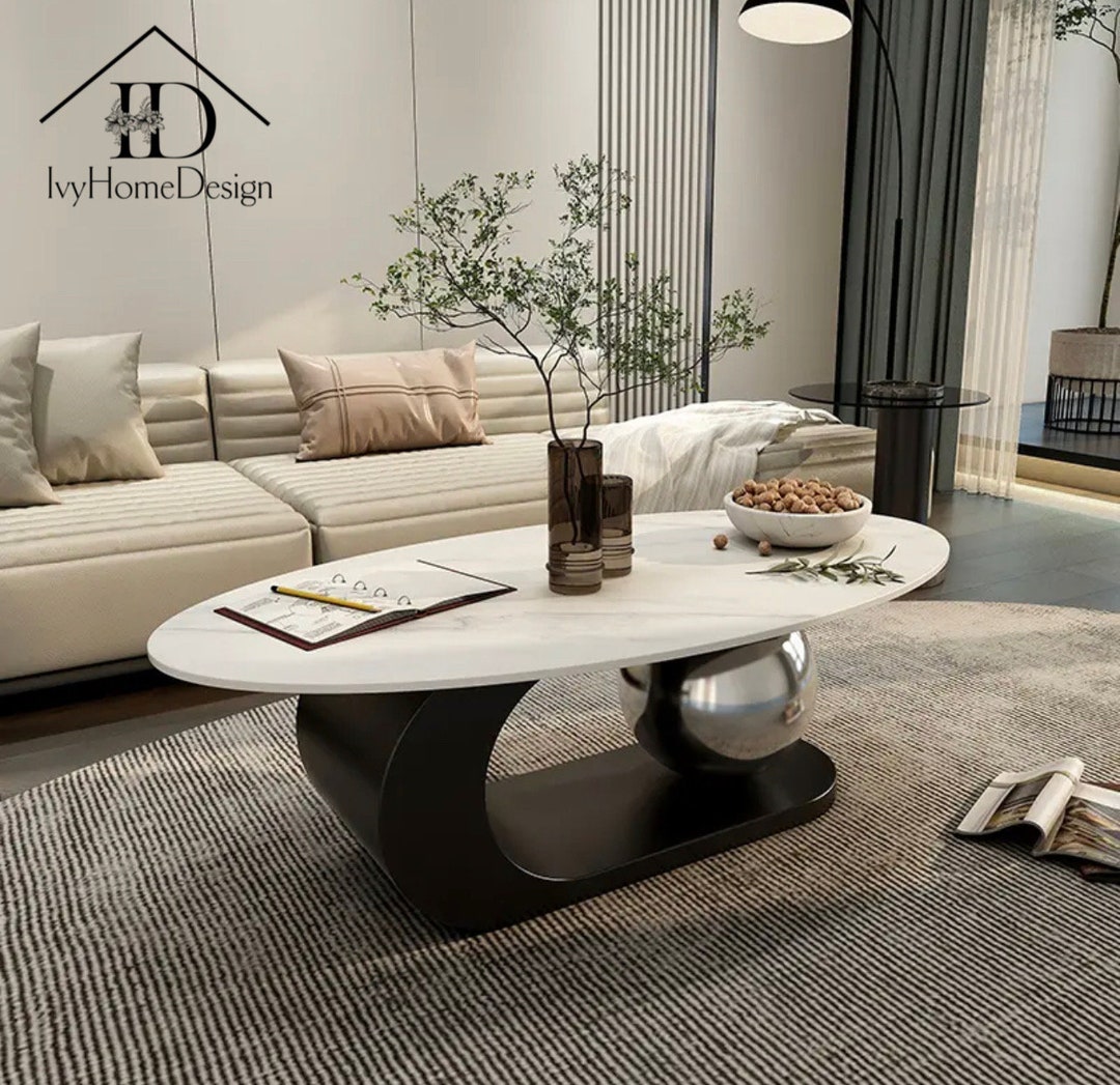 Modern Marble Coffee Tables for Living Room Metal Coffee Etsy UK