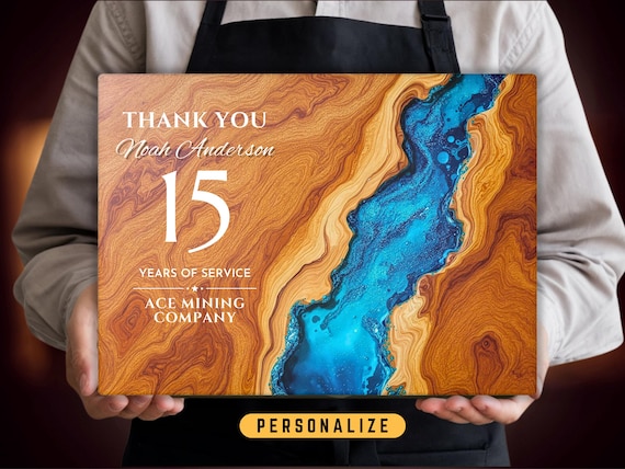 Personalized Years of Service Glass Cutting Board, Employee Mentor Recognition Award, 15 Years of Work Anniversary Appreciation Gift Plaque