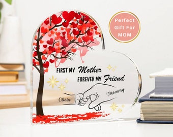 Personalize name Mom and Daughter hands heart acrylic plaque Gift from Daughter, Mother's day gift from daughter, Christmas gift for mom