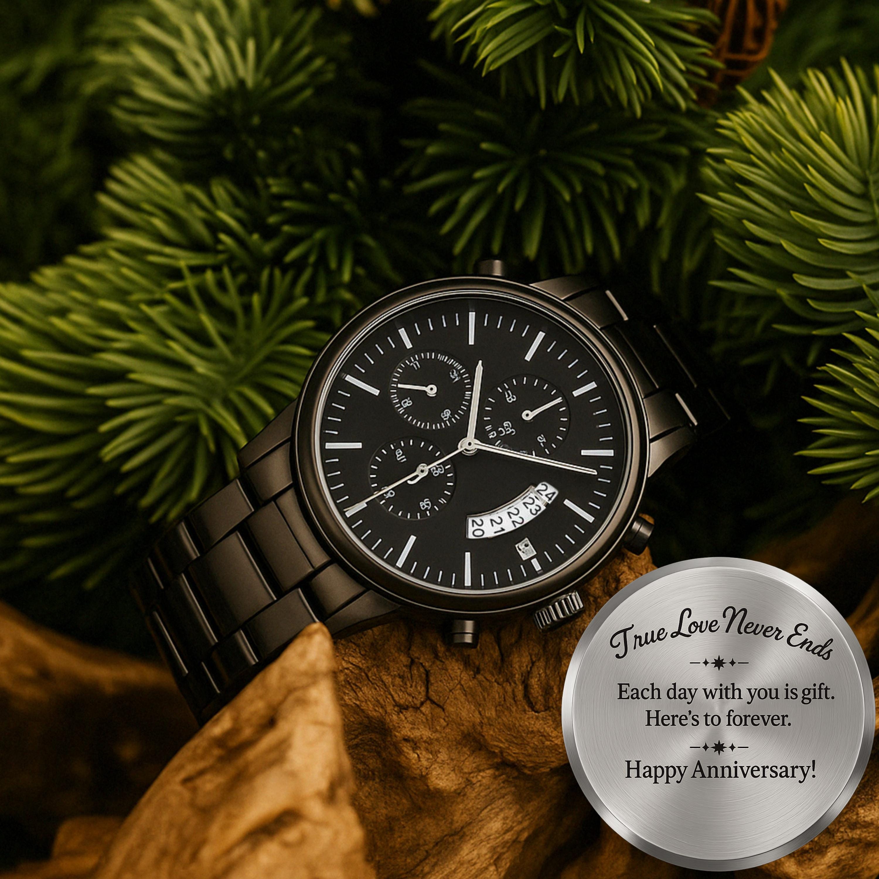 Personalized Engraved Watch Gift for Him, First Fathers Day Handwriting, Anniversary, Birthday or Groom Present, Boyfriend Birthday Gift Men