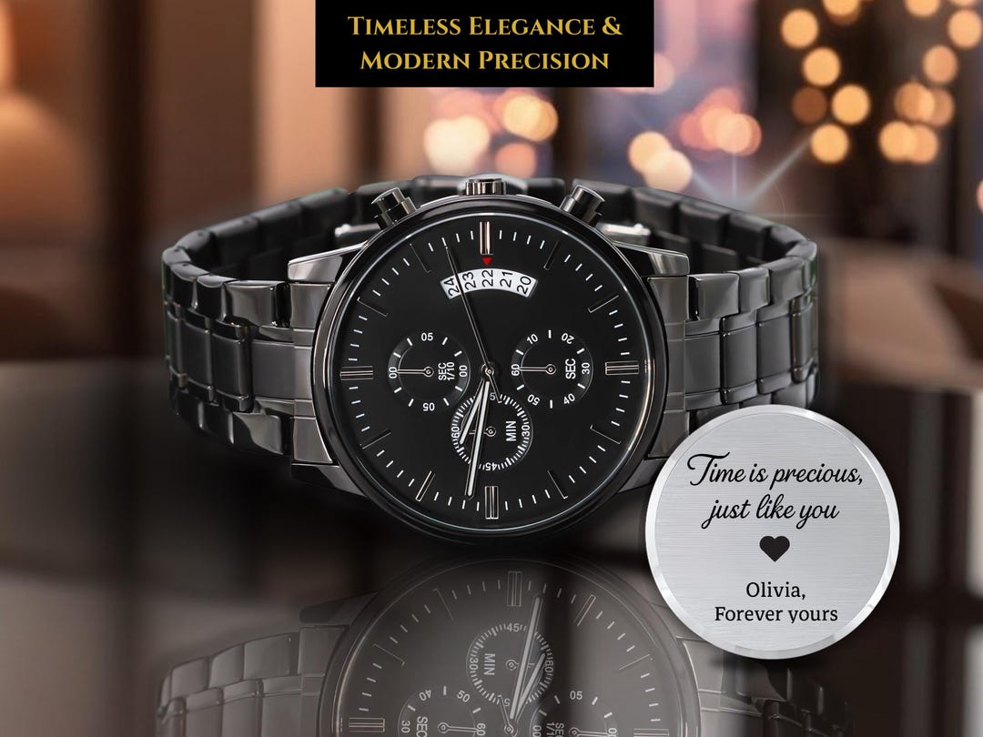Buy Custom Engraved Watch for Men, Personalized Gift With Message on Back,  Anniversary Gift for Husband, Groom Wedding Gift, Birthday Keepsake Online 