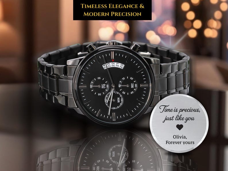 Custom Engraved Watch for Men, Personalized Gift With Message on Back ...
