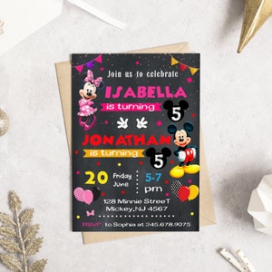 Editable Mickey and Minnie Birthday Invitation Template, Printable ...