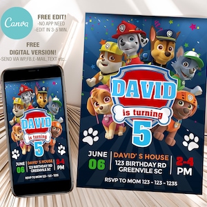 Paw patrol invitation instant download -  México