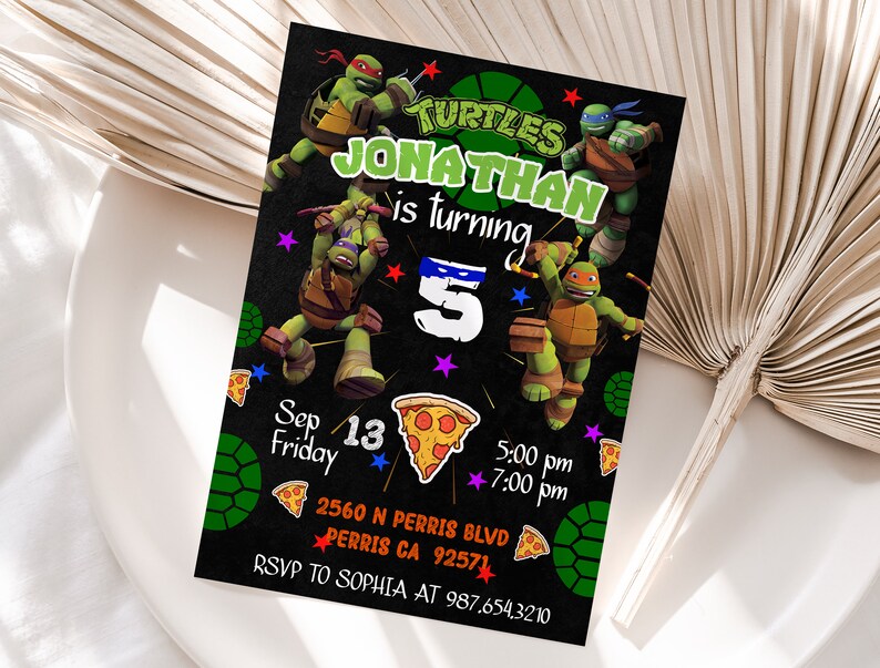 Editable Ninja Turtle Birthday Invitation Template Printable Etsy