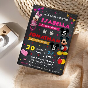 Editable Mickey and Minnie Birthday Invitation Template, Printable ...