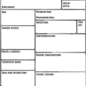 Pharmacology Drug Card Template Etsy Pharmacology Drug Card Template Etsy