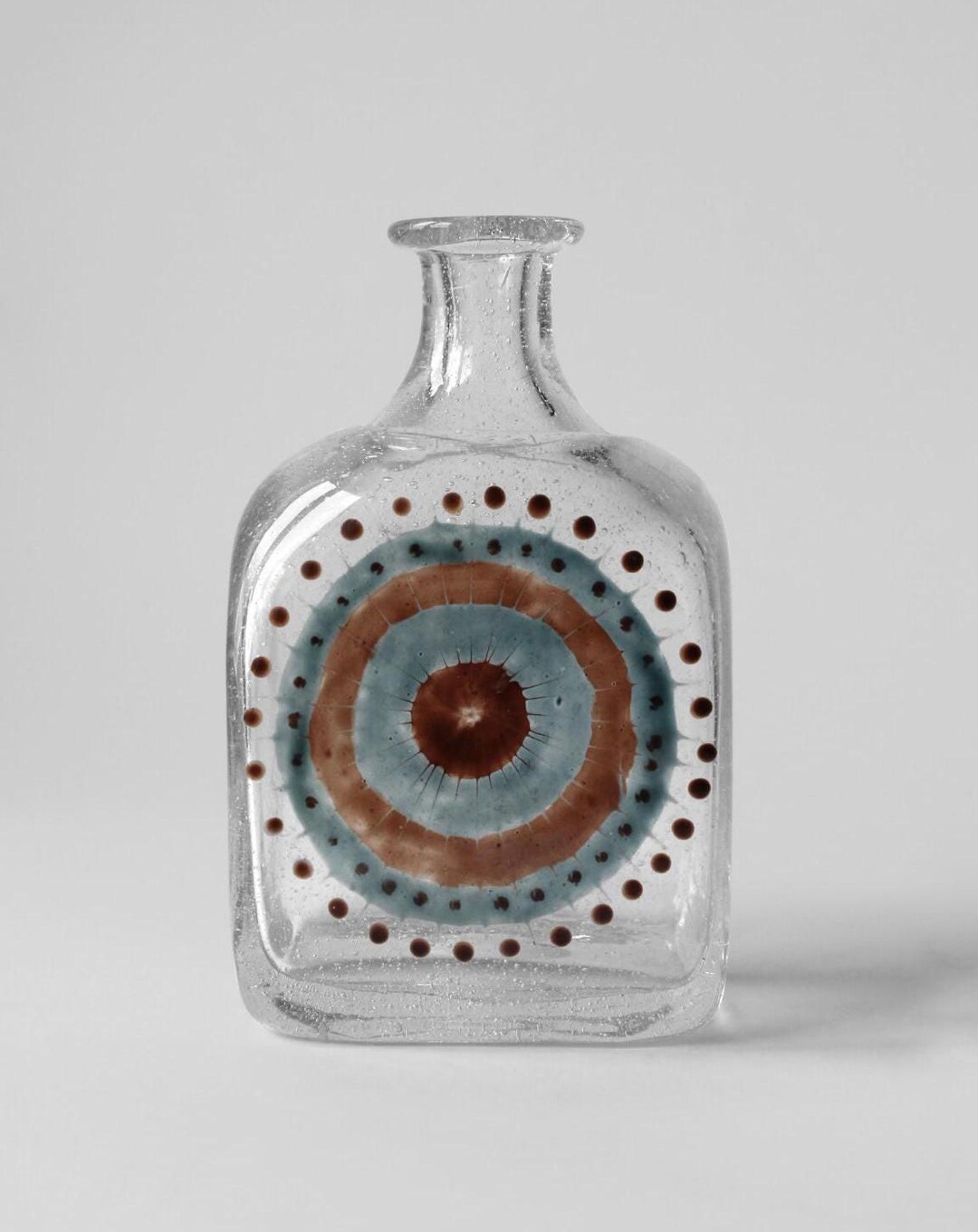 Vintage Bubble Glass Bottle With Abstract Motifs - Etsy