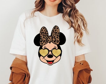 Leopard Minnie Mouse Shirt, Woman Disney Shirt, Minnie Safari Leopard Shirt, Girls Trip Minnie Ears Shirt, Disney Mom, Animal Kingdom Shirt