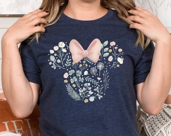 Disney Minnie Mouse Icon Spring Flowers Shirt, Mickey and Friends TShirt,WDW Family Vacation Shirt,Disneyland Magic Kingdom Tee,Gift For Her