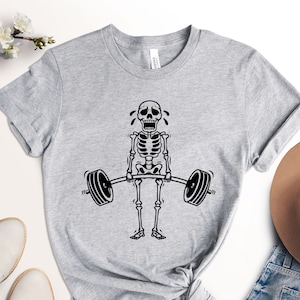 Deadlift Skeleton Shirt, Skeleton Workout Shirt, Crossfit Tee, Bodybuilding Shirt, Gym Shirt, Funny Skull Shirt, Fitness Shirt, Barbell Tee